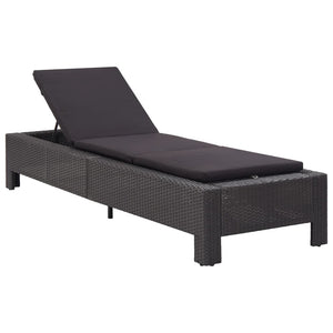 Galleria Design Sunbed with Cushion Black Poly Rattan