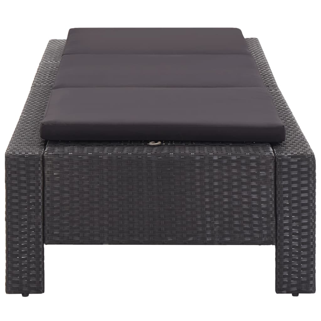 Galleria Design Sunbed with Cushion Black Poly Rattan