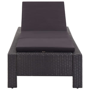 Galleria Design Sunbed with Cushion Black Poly Rattan