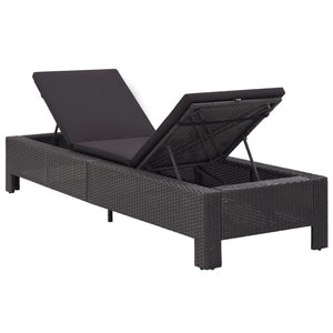 Galleria Design Sunbed with Cushion Black Poly Rattan