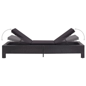 Galleria Design Sunbed with Cushion Black Poly Rattan