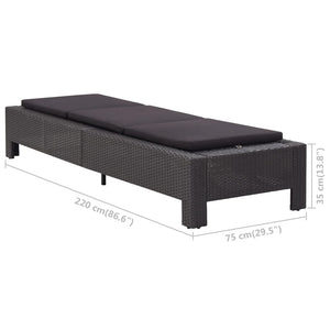 Galleria Design Sunbed with Cushion Black Poly Rattan