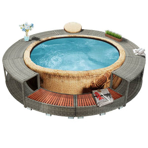 Galleria Design Hot Tub Surround Grey Poly Rattan