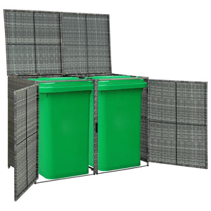 Galleria Design Double Wheelie Bin Shed Poly Rattan Anthracite 148x77x111 cm