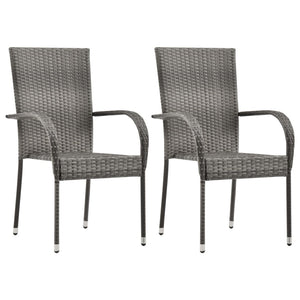 Galleria Design Stackable Outdoor Chairs 2 pcs Grey Poly Rattan