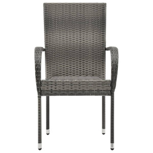 Galleria Design Stackable Outdoor Chairs 2 pcs Grey Poly Rattan