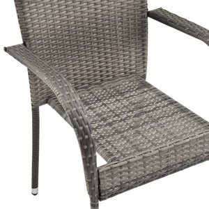 Galleria Design Stackable Outdoor Chairs 2 pcs Grey Poly Rattan