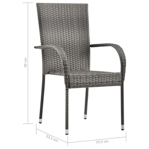 Galleria Design Stackable Outdoor Chairs 2 pcs Grey Poly Rattan