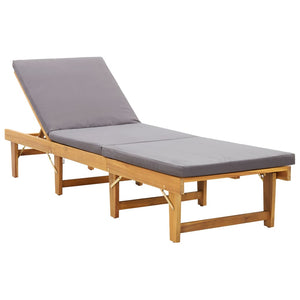 Galleria Design Folding Sun Lounger with Cushion Solid Acacia Wood