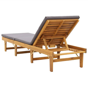 Galleria Design Folding Sun Lounger with Cushion Solid Acacia Wood