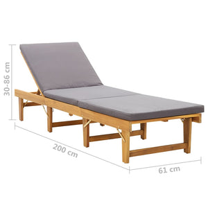 Galleria Design Folding Sun Lounger with Cushion Solid Acacia Wood