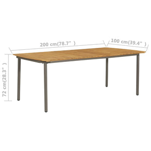 Galleria Design Garden Table 200x100x72cm Solid Acacia Wood and Steel