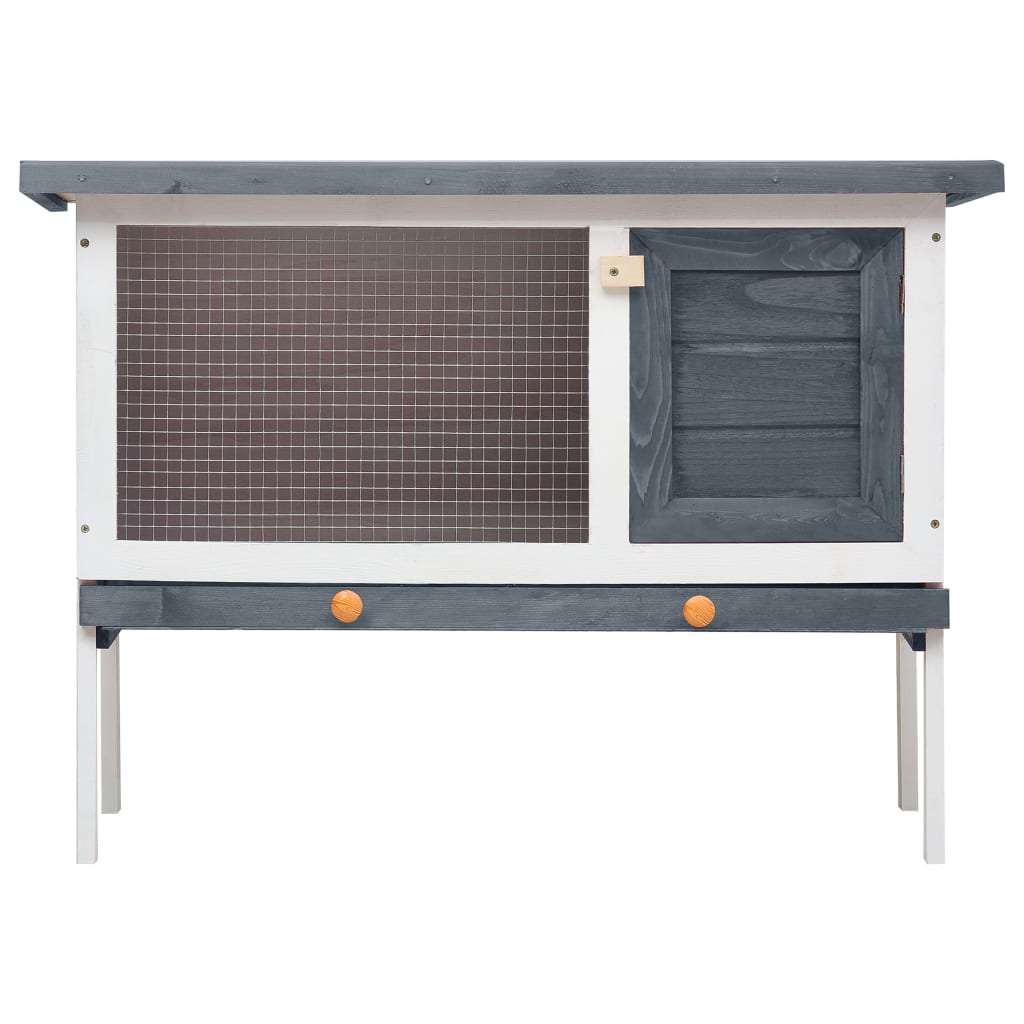 Galleria Design Outdoor Rabbit Hutch 1 Layer Grey Wood