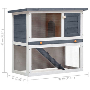 Galleria Design Outdoor Rabbit Hutch 1 Door Grey Wood