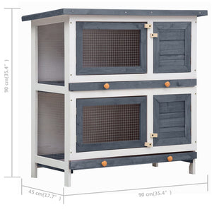 Galleria Design Outdoor Rabbit Hutch 4 Doors Grey Wood