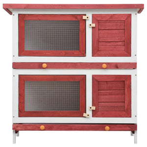 Galleria Design Outdoor Rabbit Hutch 4 Doors Red Wood