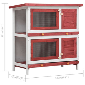 Galleria Design Outdoor Rabbit Hutch 4 Doors Red Wood