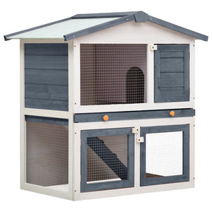 Galleria Design Outdoor Rabbit Hutch 3 Doors Grey Wood