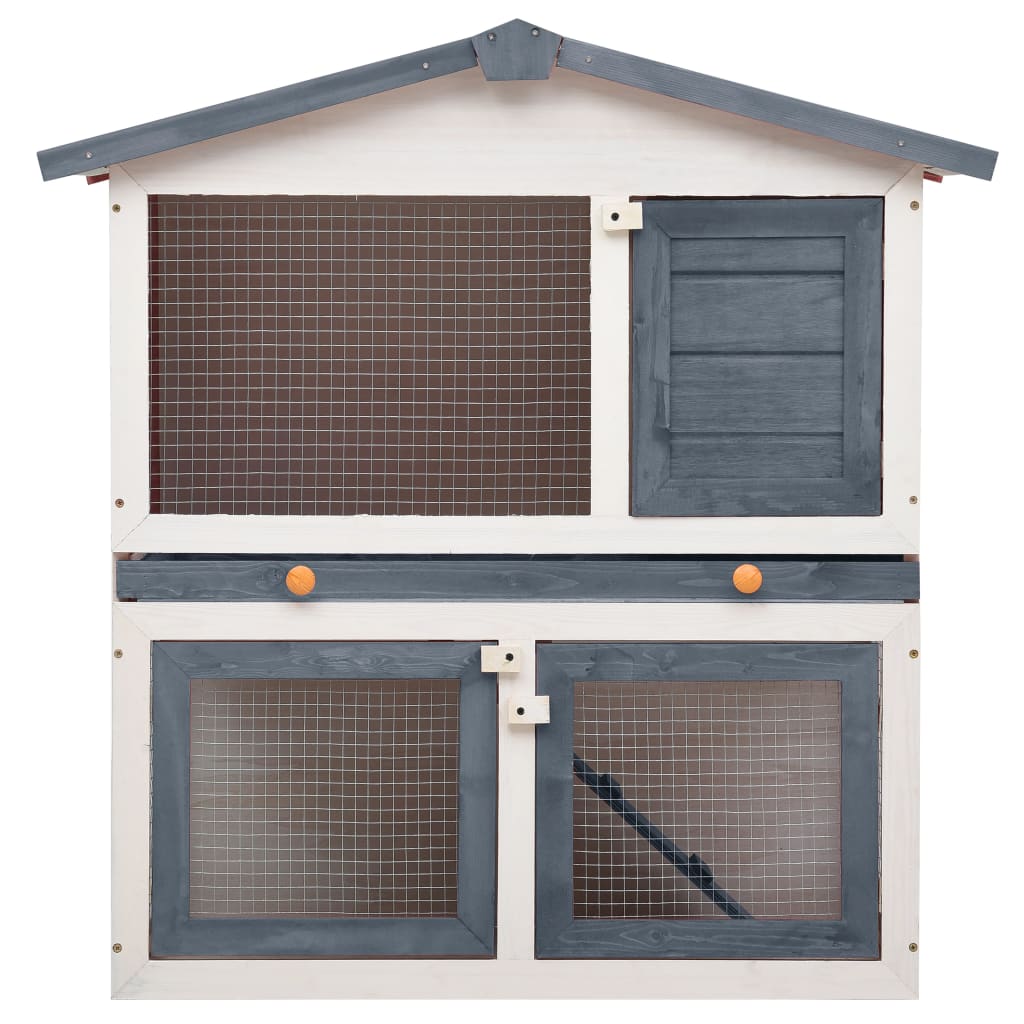 Galleria Design Outdoor Rabbit Hutch 3 Doors Grey Wood