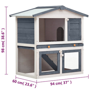 Galleria Design Outdoor Rabbit Hutch 3 Doors Grey Wood