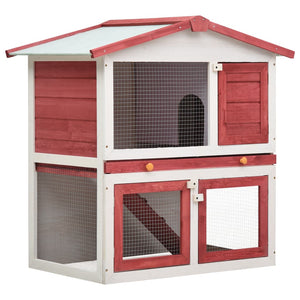 Galleria Design Outdoor Rabbit Hutch 3 Doors Red Wood