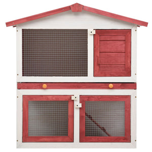 Galleria Design Outdoor Rabbit Hutch 3 Doors Red Wood