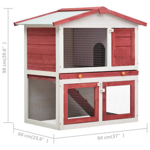 Galleria Design Outdoor Rabbit Hutch 3 Doors Red Wood