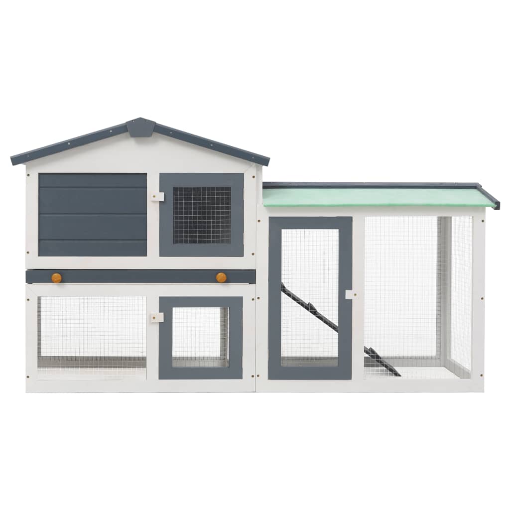 Galleria Design Outdoor Large Rabbit Hutch Grey and White 145 x 45 x 84 Wood