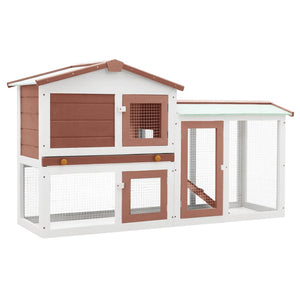 Galleria Design Outdoor Large Rabbit Hutch Brown and White 145 x 45 x 84 Wood