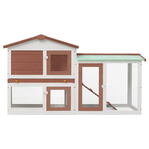 Galleria Design Outdoor Large Rabbit Hutch Brown and White 145 x 45 x 84 Wood