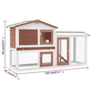 Galleria Design Outdoor Large Rabbit Hutch Brown and White 145 x 45 x 84 Wood