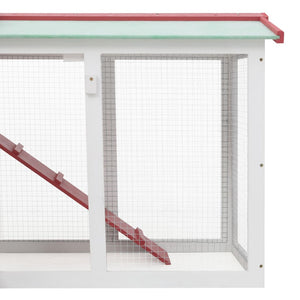 Galleria Design Outdoor Large Rabbit Hutch Red and White 145 x 45 x 84 Wood