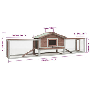 Galleria Design Rabbit Hutch Mocha 310x70x87 cm Solid Pine & Fir Wood