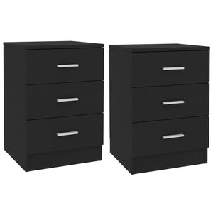 Galleria Design Bedside Cabinets 2 pcs Black 38x35x56 cm Engineered Wood