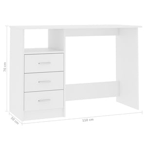 Galleria Design Desk with Drawers White 110x50x76 cm Engineered Wood