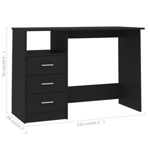 Galleria Design Desk with Drawers Black 110x50x76 cm Engineered Wood