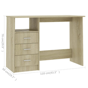 Galleria Design Desk with Drawers Sonoma Oak 110x50x76 cm Engineered Wood