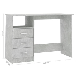 Galleria Design Desk with Drawers Concrete Grey 110x50x76 cm Engineered Wood