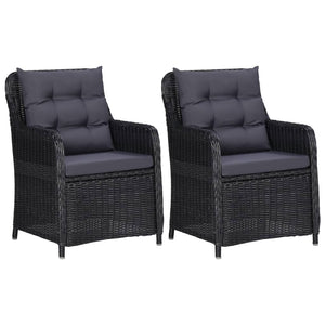 Galleria Design Garden Chairs 2 pcs with Cushions Poly Rattan Black