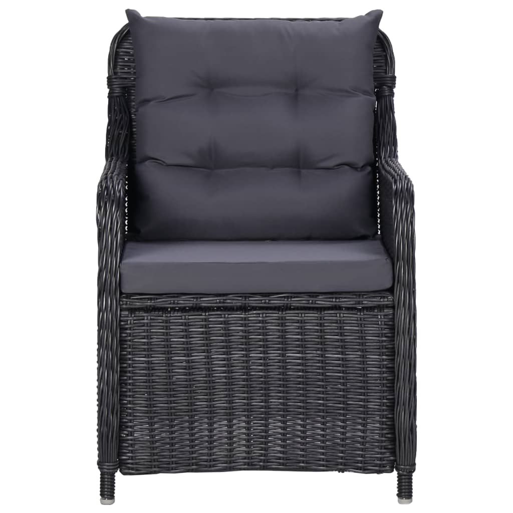 Galleria Design Garden Chairs 2 pcs with Cushions Poly Rattan Black