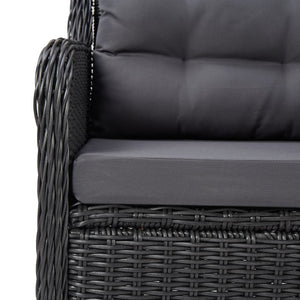 Galleria Design Garden Chairs 2 pcs with Cushions Poly Rattan Black