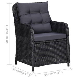 Galleria Design Garden Chairs 2 pcs with Cushions Poly Rattan Black