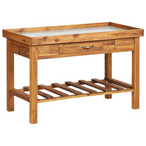 Galleria Design Garden Work Bench with Zinc Top Solid Acacia Wood