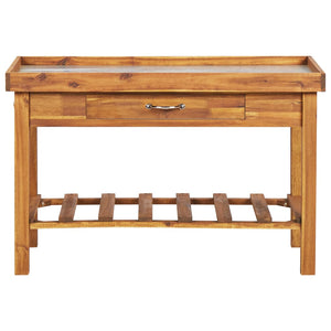 Galleria Design Garden Work Bench with Zinc Top Solid Acacia Wood