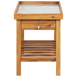 Galleria Design Garden Work Bench with Zinc Top Solid Acacia Wood