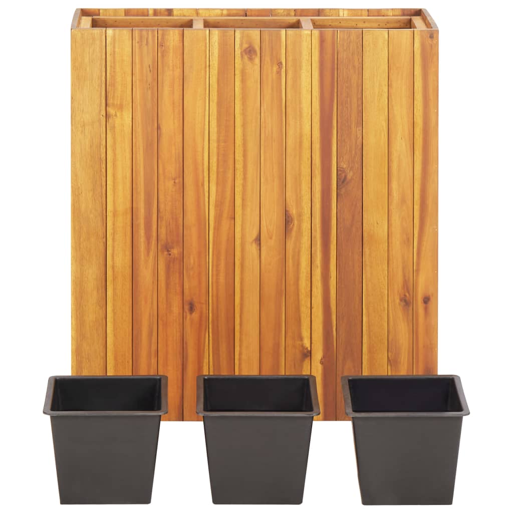 Galleria Design Garden Raised Bed with 3 Pots Solid Acacia Wood