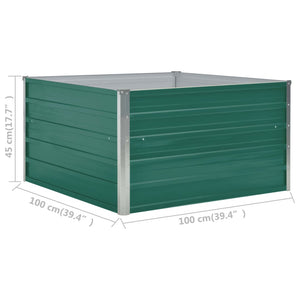 Galleria Design Raised Garden Bed 100x100x45 cm Galvanised Steel Green