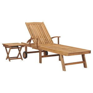 Galleria Design Sun Lounger with Table Solid Teak Wood