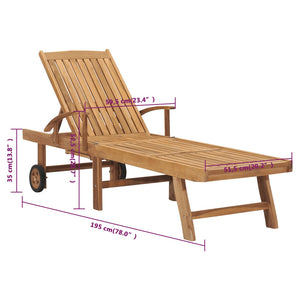 Galleria Design Sun Lounger with Table Solid Teak Wood