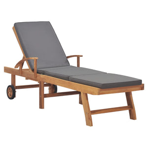 Galleria Design Sun Lounger with Cushion Solid Teak Wood Dark Grey